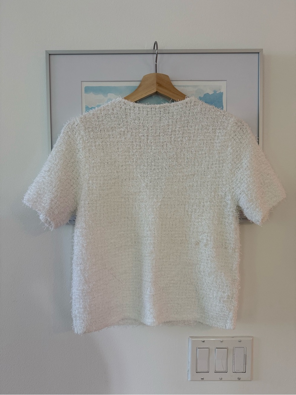 Mango fluffy short sleeve cardigan in white - Picture 3 of 6